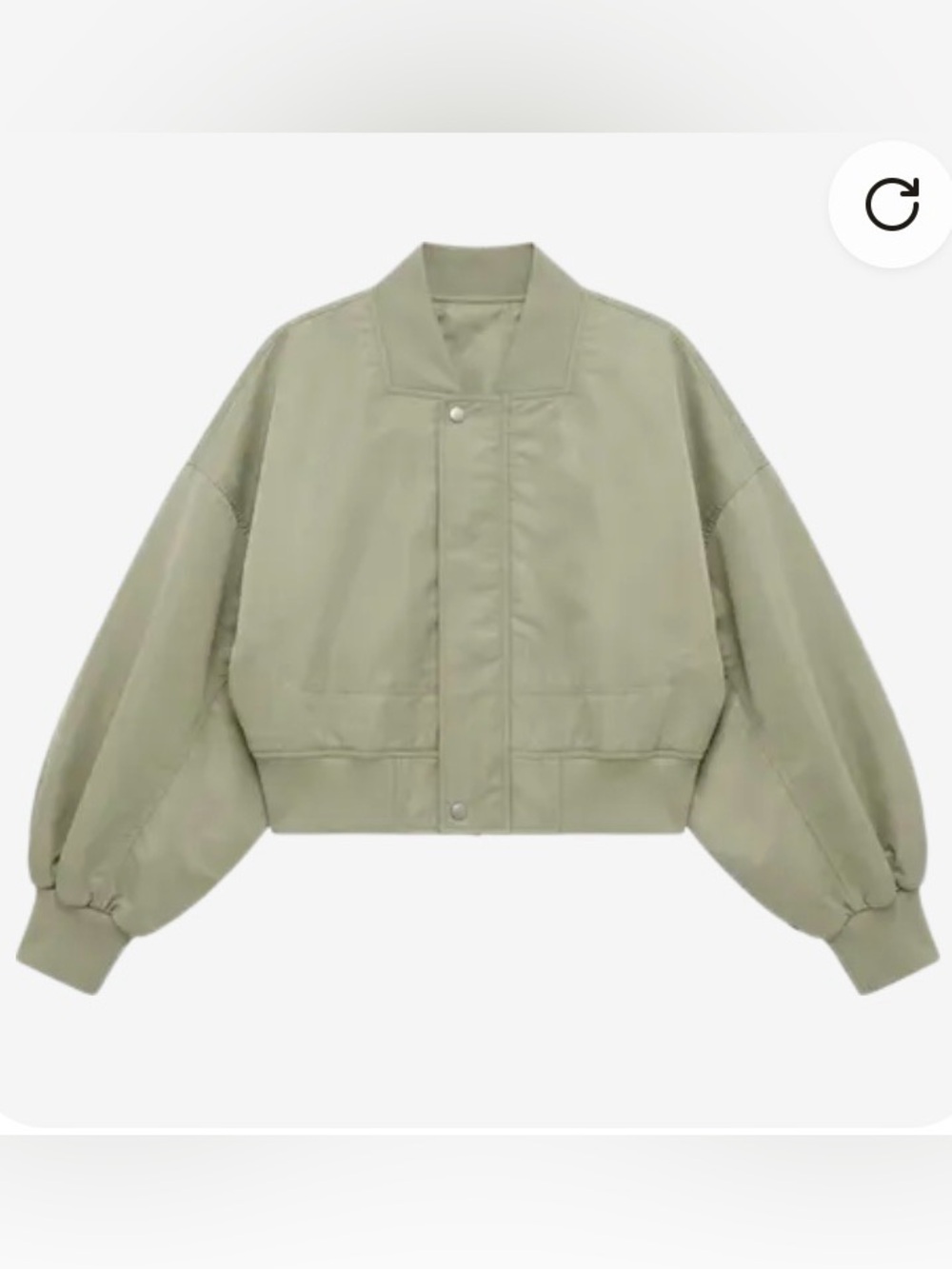 Zara Cropped Bomber Jacket in Sage Green - Picture 7 of 7